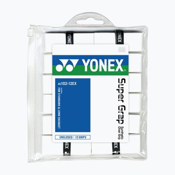 Fasce per racchette da badminton YONEX AC 102-12 12 pezzi bianco.
