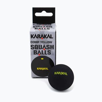 Palline da squash Karakal Comp Yellow Dot 12 pezzi nero.