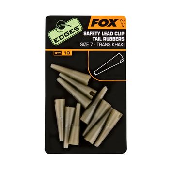 Fox International Edges Size 7 Lead Clip Tail Rubbers 10 pcs trans khaki safety clip protectors