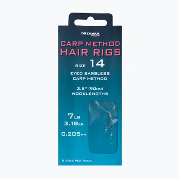 Drennan Carp Method Hair Rigs methadium leader con occhiello amo senza ardiglione + lenza 8 pezzi clear HNHCMT014
