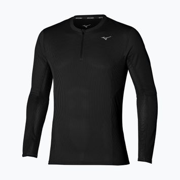 Longsleeve da corsa da uomo Mizuno Dryaeroflow Half Zip nero