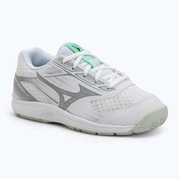 Scarpe da pallavolo per bambini Mizuno Cyclone Speed 5 bianco/nero/smeraldo ghiacciato