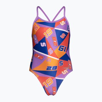 Costume intero Speedo Allover Digital Vback per bambini anguria/cobalto vero/porpora dolce/man peel/bianco
