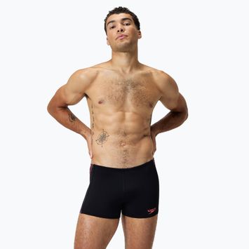 Speedo Tech Panel Aquashort uomo nero/corallo sabbia boxer nuoto