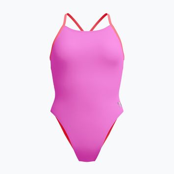 Costume da bagno intero da donna Speedo Solid Lattice Tie-Back neon violet