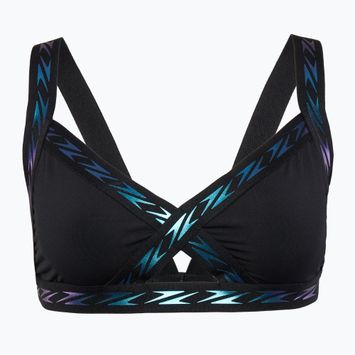 Speedo Solid Logo Elastic Cross Front Swimsuit Top antracite