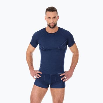 Brubeck SS11710 Active T-shirt termica in lana da uomo, blu navy