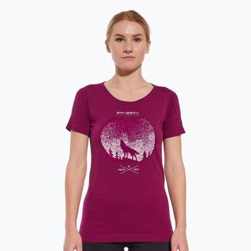 Maglietta termica da donna Brubeck SS1272 Outdoor Wool Pro plum