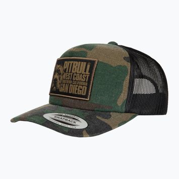 Uomo Pitbull West Coast Mesh Snapback cap ,,Blood Dog" Camo Trucker legno / nero