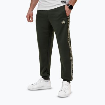 Pantaloni da ginnastica Pitbull Uomo Tape Logo Terry Group verde antico
