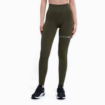 Leggings da allenamento donna Gym Glamour Push Up kaki