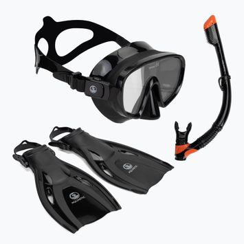 AQUASTIC Cove set snorkeling maschera + boccaglio + pinne nero