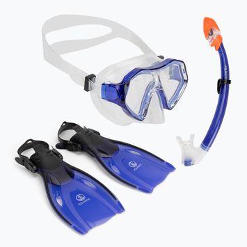 AQUASTIC Shelly set snorkeling per bambini maschera + boccaglio + pinne blu