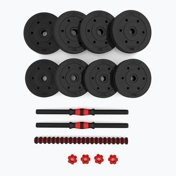 HMS SGP15 Set di manubri nero/rosso da 15 kg con attacco per bilanciere