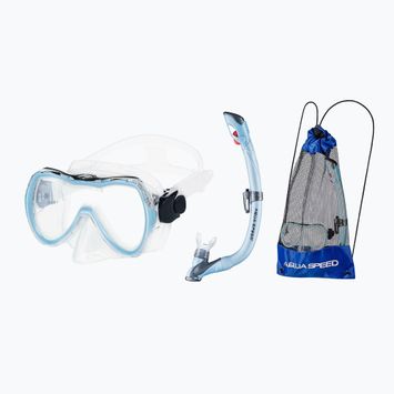 AQUA-SPEED Enzo + Evo set snorkeling maschera + boccaglio + borsa azzurro