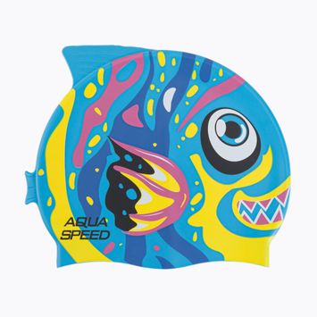 Cuffia da nuoto per bambini AQUA-SPEED Zoo Fish blu/giallo/rosa