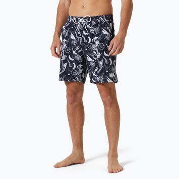 Pantaloncini da bagno da uomo Helly Hansen Newport Boardshorts 8" navy nautico aop