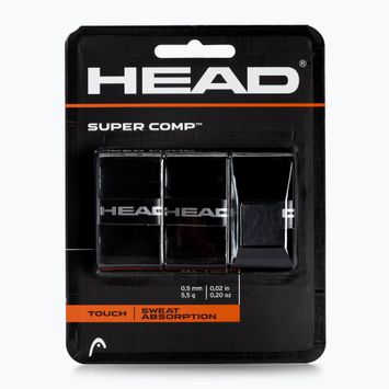 Fasce per racchette da tennis HEAD Super Comp 3 pezzi nero.