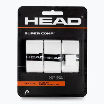 Fasce per racchette da tennis HEAD Super Comp 3 pezzi bianche.