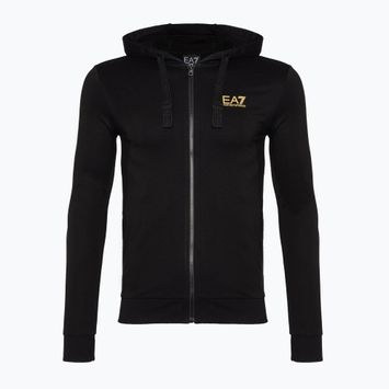 Felpa uomo EA7 Emporio Armani Train Core ID Hoodie FZ Coft nero/oro con logo