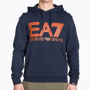 Uomo EA7 Emporio Armani Train Logo Series Felpa con cappuccio oversize con logo Coft blu navy