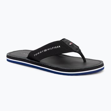 Tommy Hilfiger Uomo Sandalo da spiaggia in pelle nero infradito