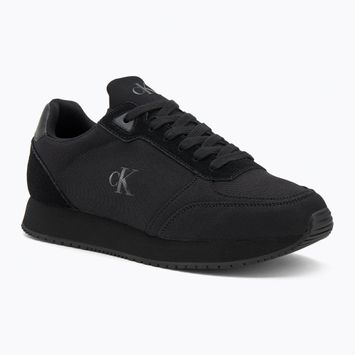 Scarpe da uomo Calvin Klein YM0YM01217 Runner Sock Laceup Mg Canvas triple nero
