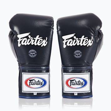 Fairtex Pro Competition Pollice bloccato Guantoni da boxe in pelle blu