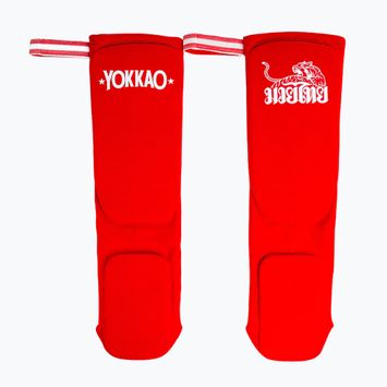 YOKKAO Protezioni per tibia da boxe Muay Thai rosso