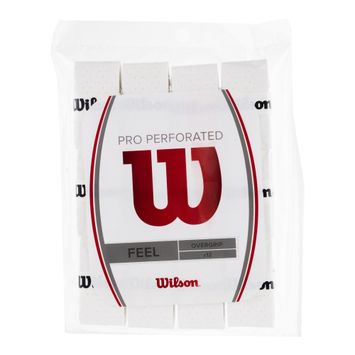 Wilson Pro Overgrip Perforated racchette da tennis 12 pezzi bianco WRZ4006WH+