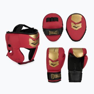 Everlast Prospect 2 set boxe casco + scudi + guanti rosso/oro