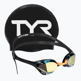 Occhiali da nuoto TYR Tracer-X Elite Mirrored oro/nero