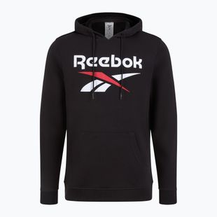 Uomo Reebok Identity Big Logo FT Felpa con cappuccio nero/bianco/rosso vettore
