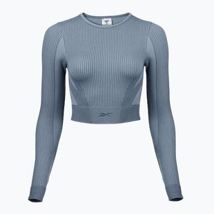 Aggiornamento Reebok RBK Lab Seamless Crop a maniche lunghe da donna per l'allenamento, blu