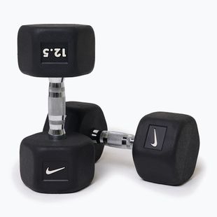 Manubrio gommato Nike Strength Hex Dumbbell 12,5 kg black/white