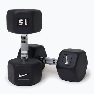 Manubrio gommato Nike Strength Hex Dumbbell 15 kg black/white