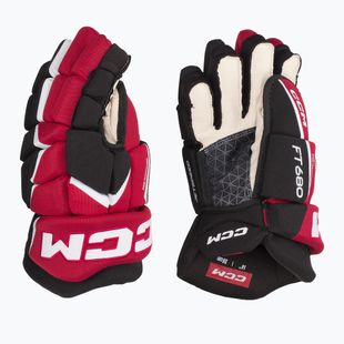 Guanti da hockey CCM JetSpeed FT680 SR nero/rosso/bianco