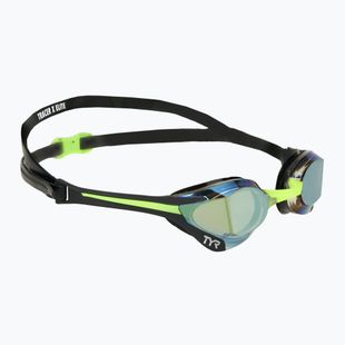 Occhiali da nuoto TYR Tracer-X Elite Racing Mirrored nero/lime