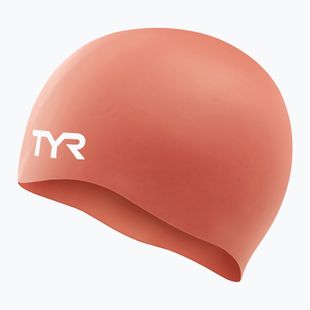 Cuffia da nuoto TYR Wrinkle Free Silicone coral/white