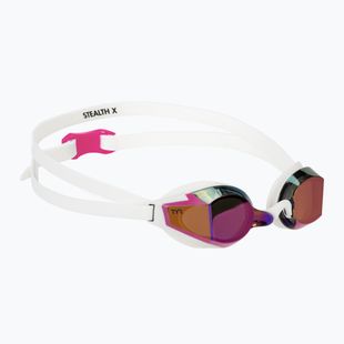 Occhialini da nuoto TYR Stealth-X Performance Mirrored pink/white