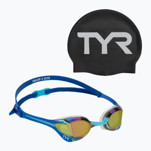 Occhialini da nuoto TYR Tracer-X Elite Racing Mirrored blue/turquoise