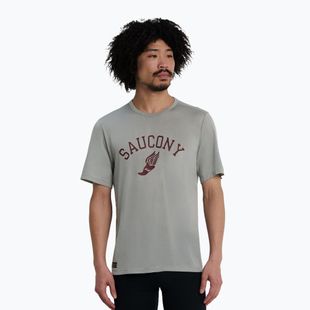 Maglia da corsa da uomo Saucony Stopwatch light grey heather