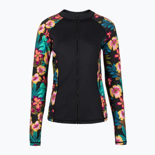 Hurley nuoto donna manica lunga Fiji Fantasy Zip Front Rashguard nero