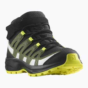 Salomon Xa Pro V8 Mid CSWP scarpe da trekking per bambini nero/verde lichene scuro/giallo sicurezza