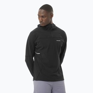 Felpa da running Salomon Sense Aero Hybrid Half Zip Uomo con cappuccio nero profondo