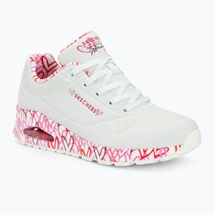 SKECHERS Uno Loving Love scarpe da donna in maglia bianca/rossa/rosa
