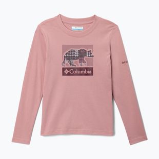 T-shirt a maniche lunghe da trekking per bambini Columbia Hazeldel Hill Graphic Tee eraser pink/barely printed