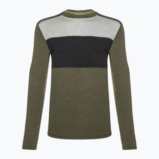 Smartwool Classic Thermal Merino Colorblock Crew Uomo in scatola manica lunga termica invernale muschio
