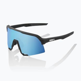 Occhiali da sole 100% S3 nero opaco/azzurro specchiato multistrato