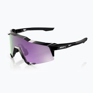 100% Occhiali da sole Speedcraft nero lucido/ iper polarizzato lavanda a specchio